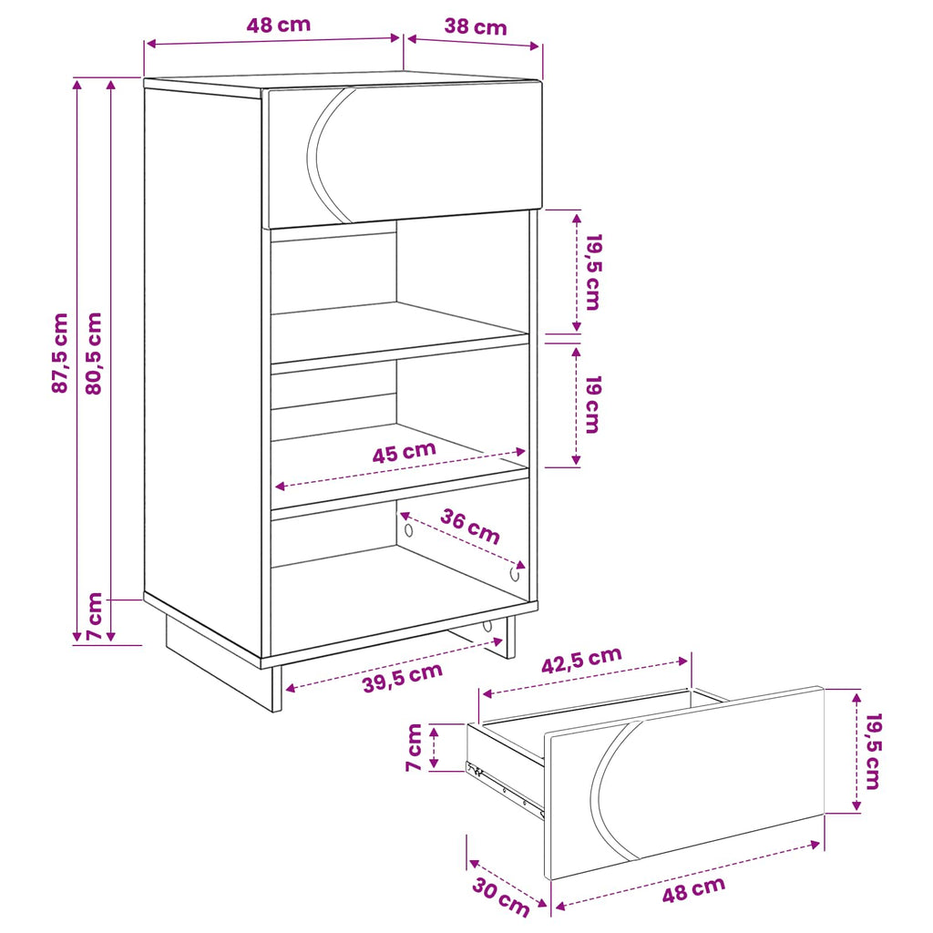 vidaXL Szafka na buty 48 x 38 x 87,5 cm Drewno inżynieryjne