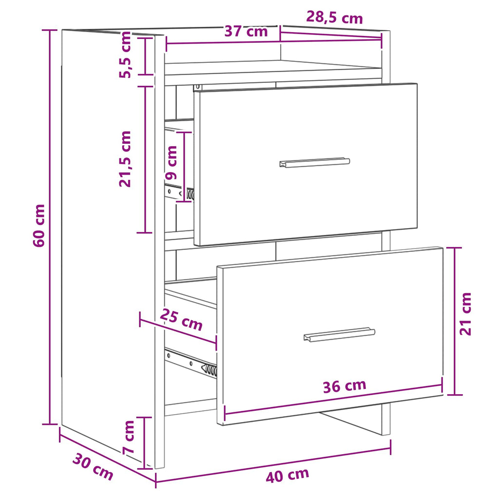 vidaXL Szafki nocne Biały 40 x 30 x 60 cm Drewno inżynieryjne