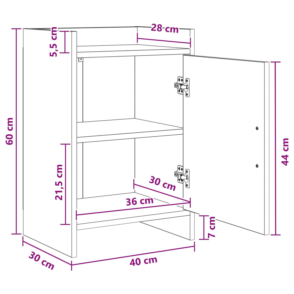 vidaXL Szafki nocne 2 pcs Czarny dąb 40 x 30 x 60 cm