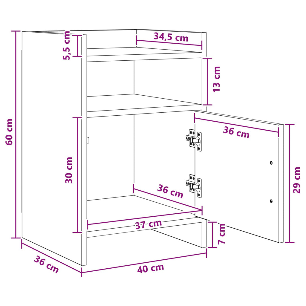 vidaXL Szafki nocne Stare drewno 40 x 36 x 60 cm Drewno inżynieryjne