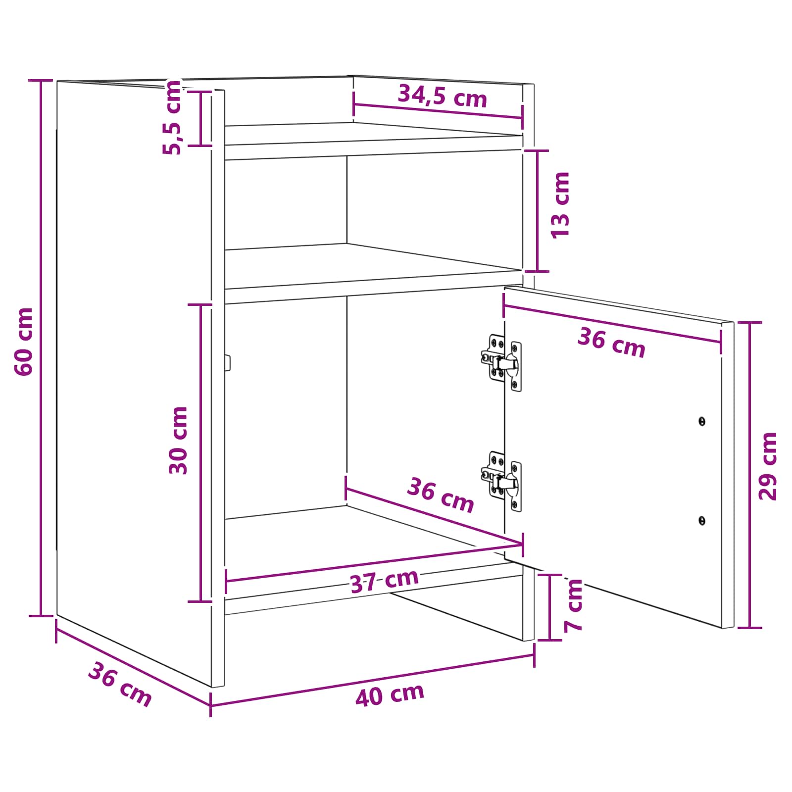 vidaXL Szafki nocne 2 pcs Stare drewno 40 x 36 x 60 cm