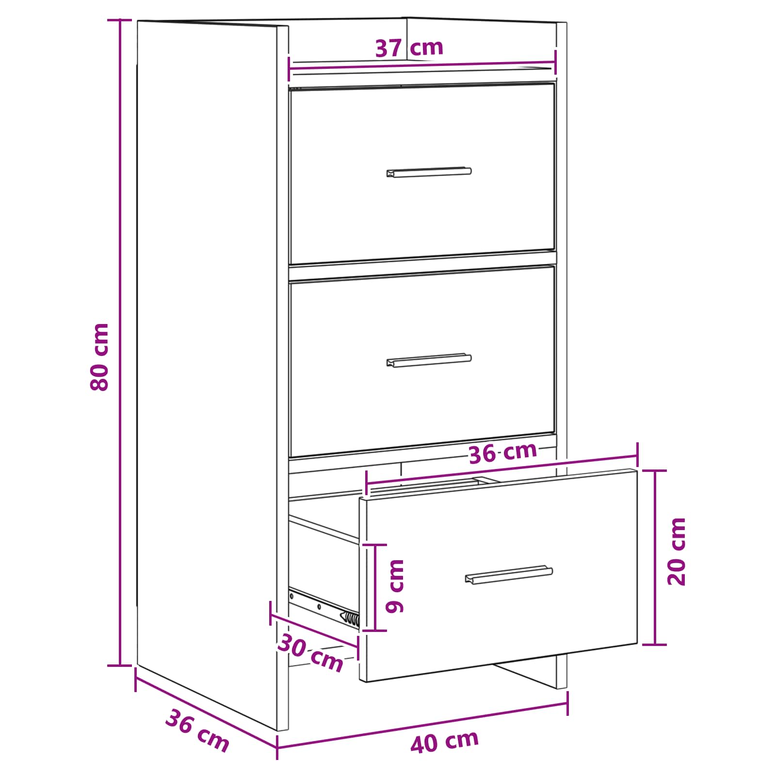 vidaXL Bufet Betonowy szary 40 x 36 x 80 cm Drewno inżynieryjne