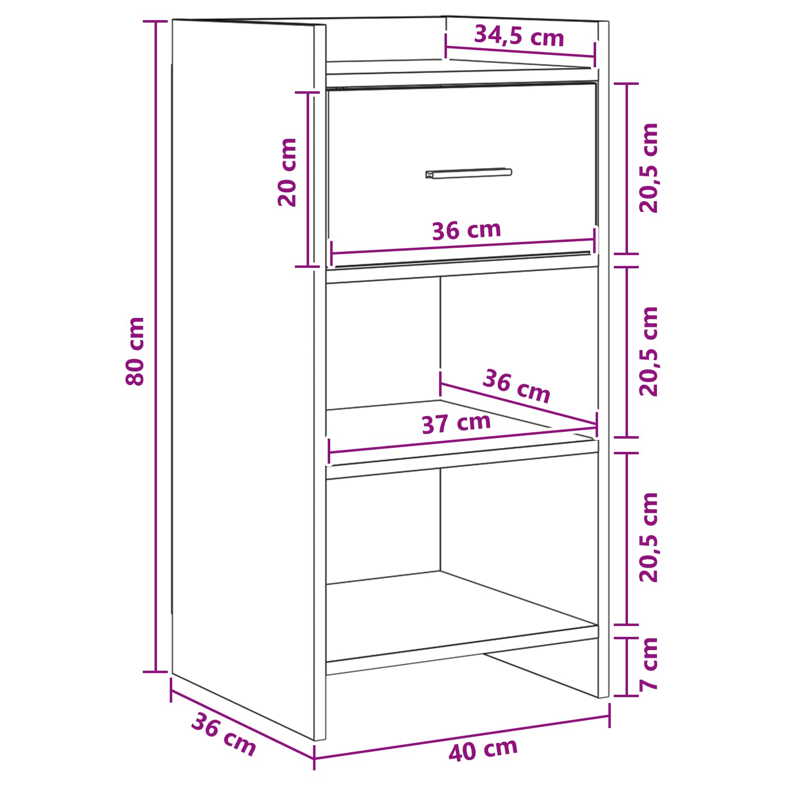 vidaXL Bufet Biały 40 x 36 x 80 cm Drewno inżynieryjne
