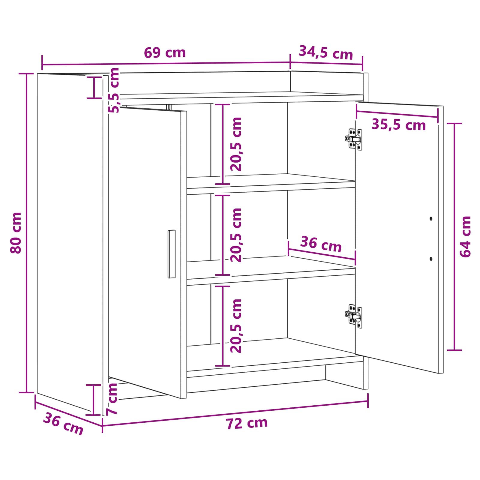 vidaXL Bufet Betonowy szary 72 x 36 x 80 cm Drewno inżynieryjne