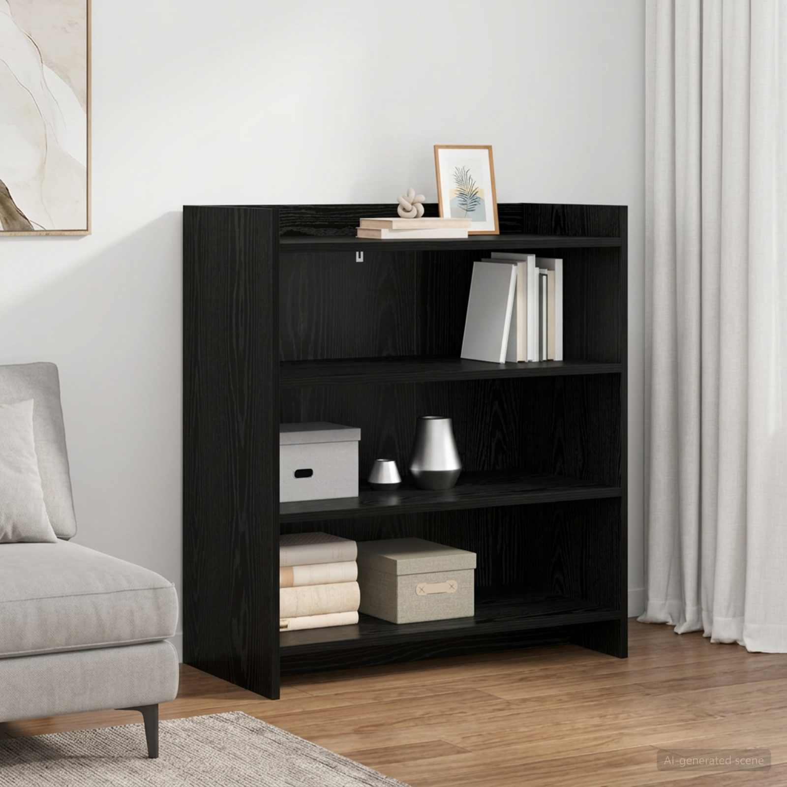 vidaXL Bufet Czarny dąb 75 x 36 x 80 cm Drewno inżynieryjne