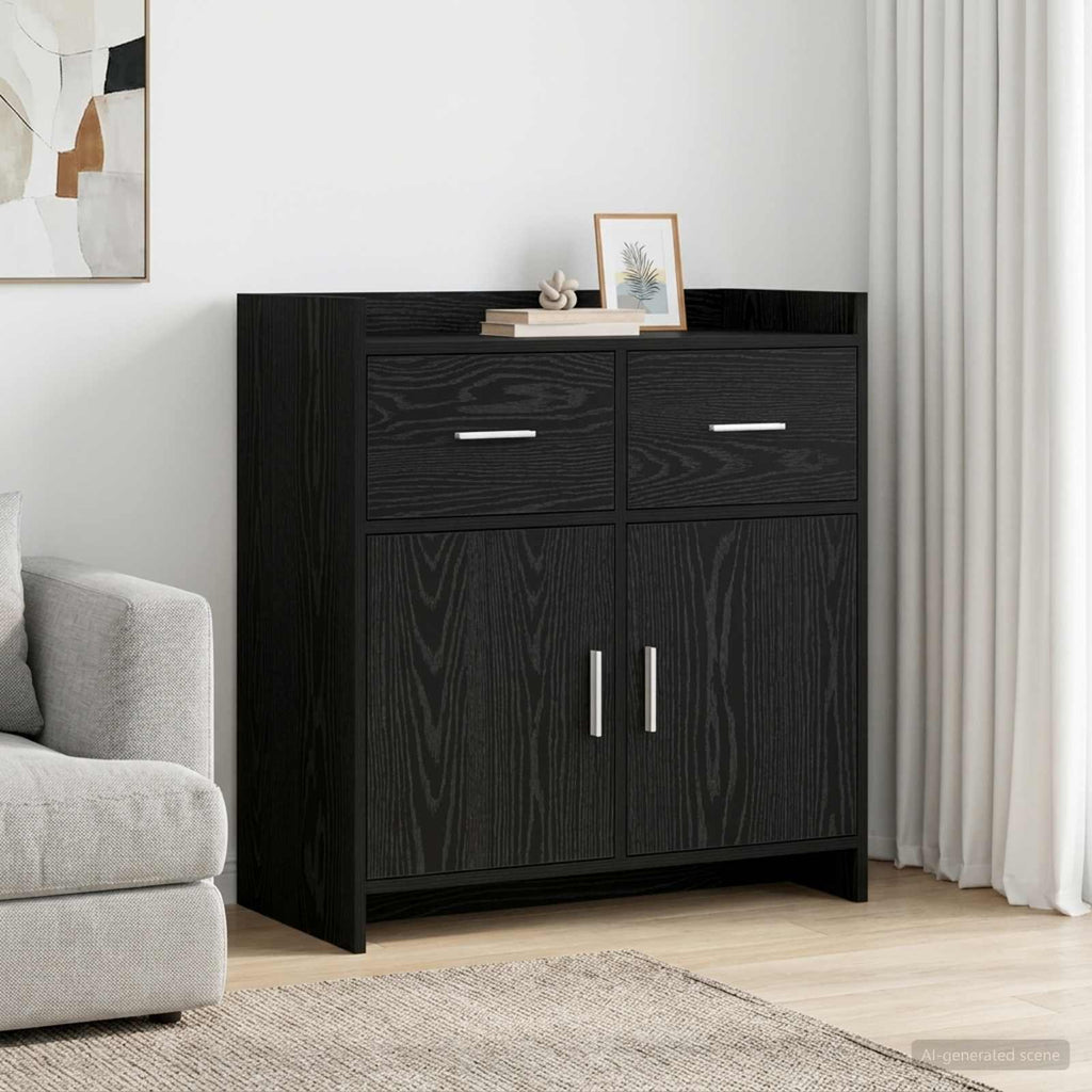 vidaXL Bufet Czarny dąb 75 x 36 x 80 cm Drewno inżynieryjne
