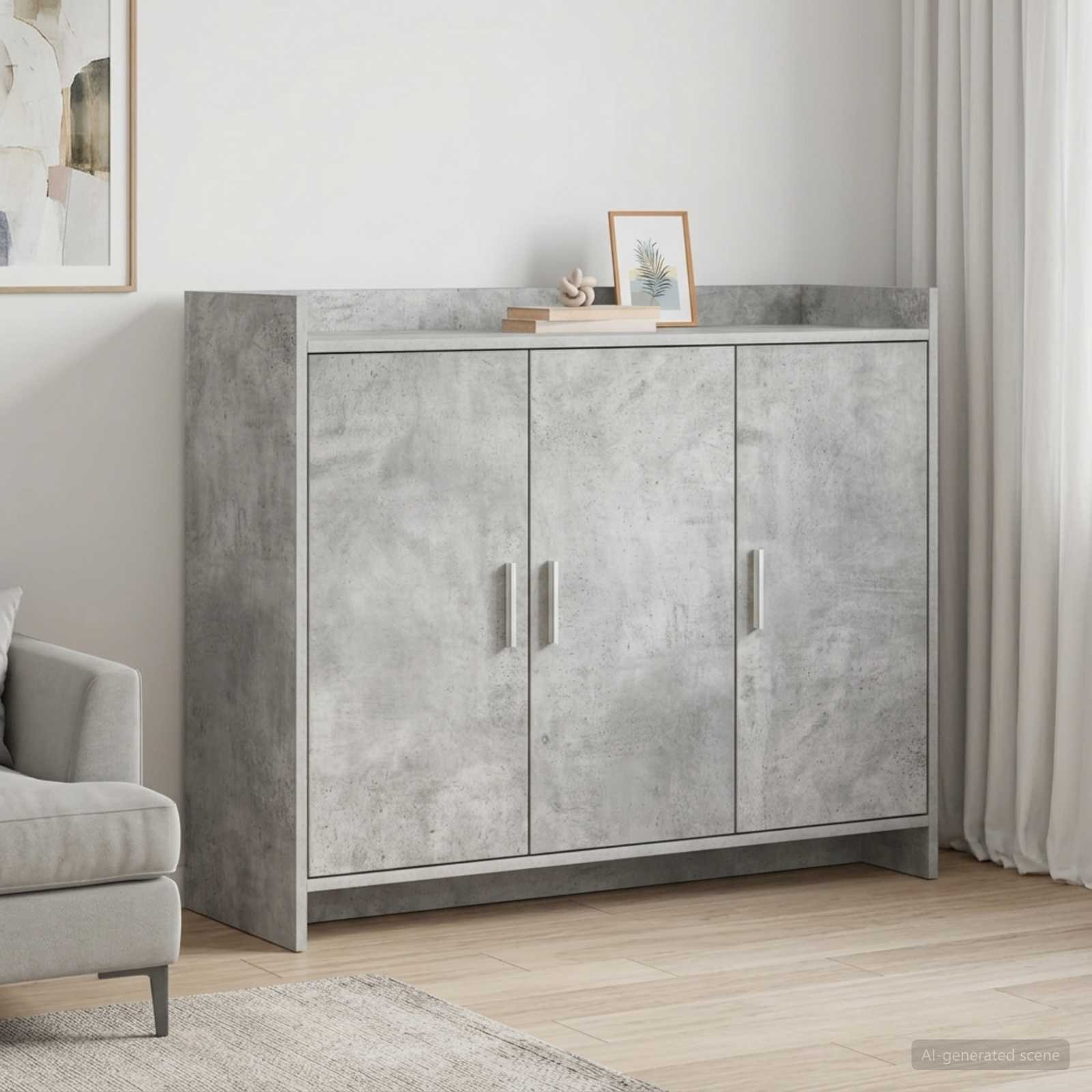 vidaXL Bufet Betonowy szary 98,5 x 33 x 80 cm Drewno inżynieryjne