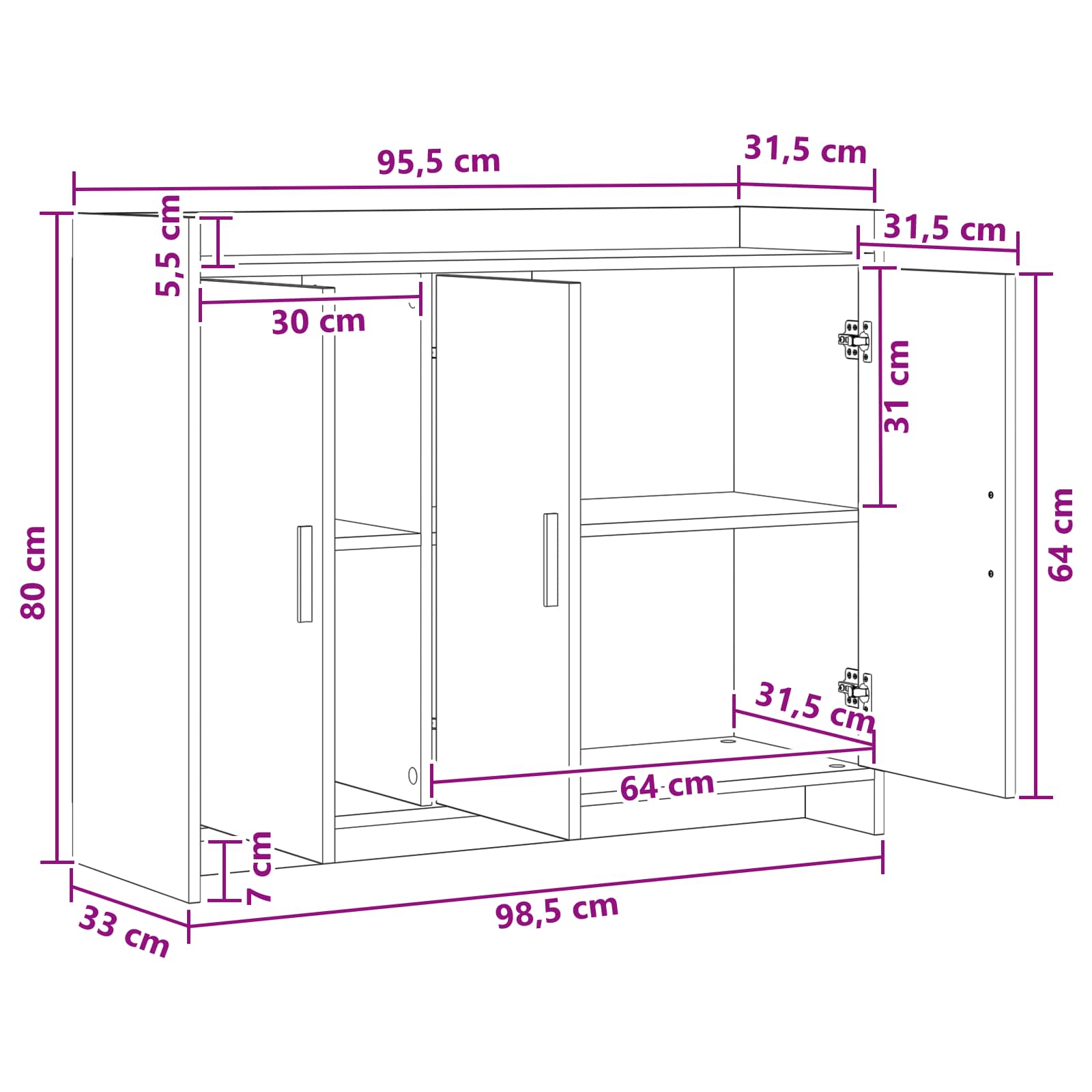 vidaXL Bufet Betonowy szary 98,5 x 33 x 80 cm Drewno inżynieryjne