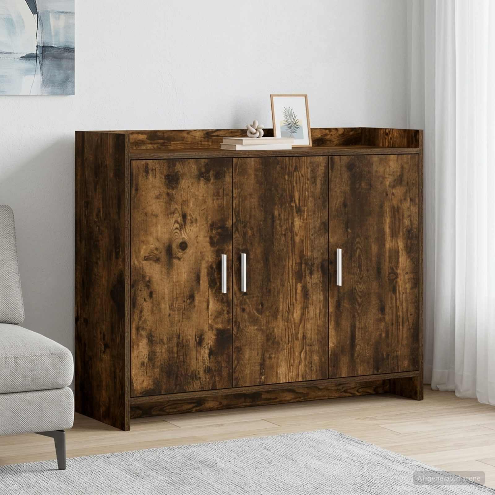 vidaXL Bufet Dąb wędzony 98,5 x 33 x 80 cm Drewno inżynieryjne