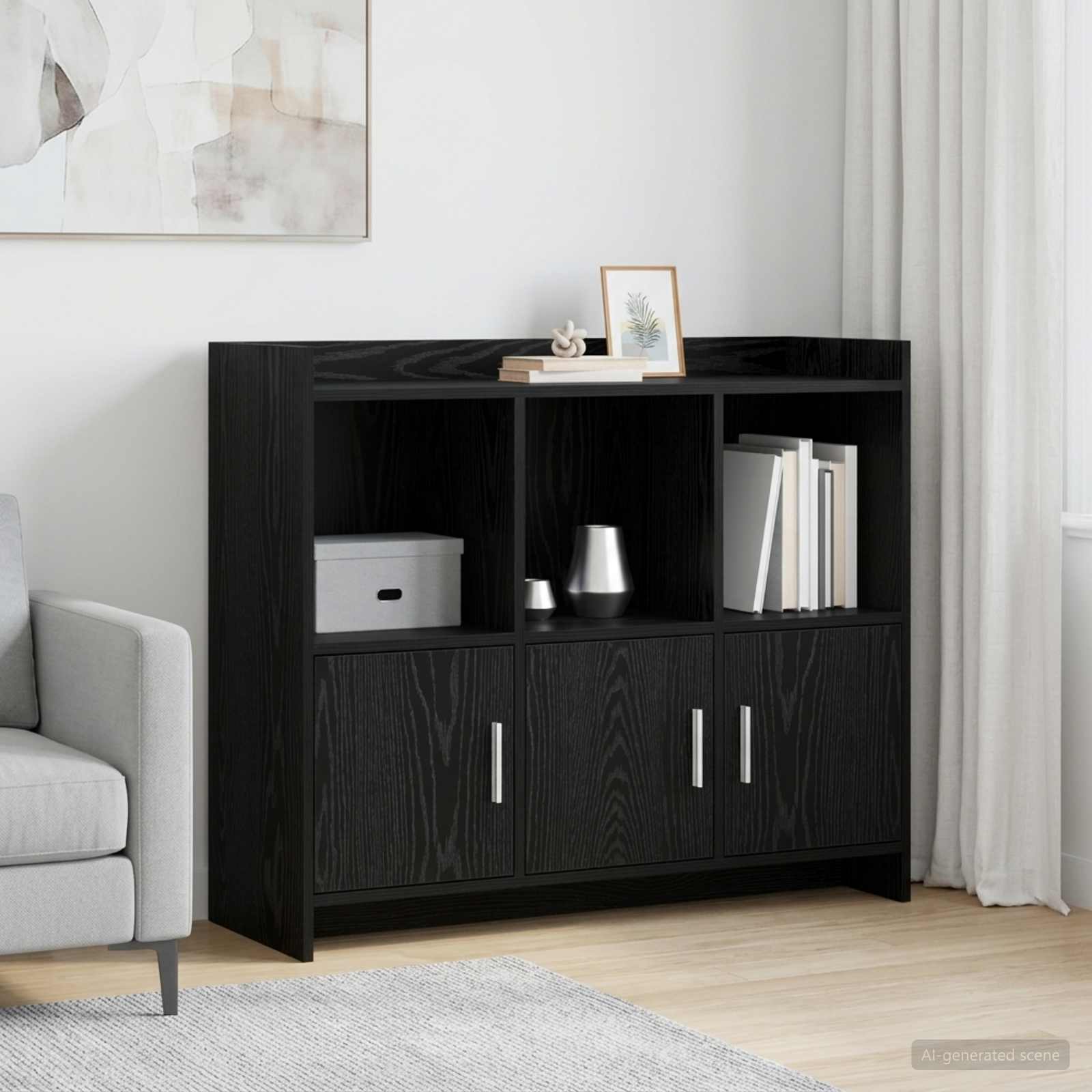 vidaXL Bufet Czarny dąb 98,5 x 33 x 80 cm Drewno inżynieryjne