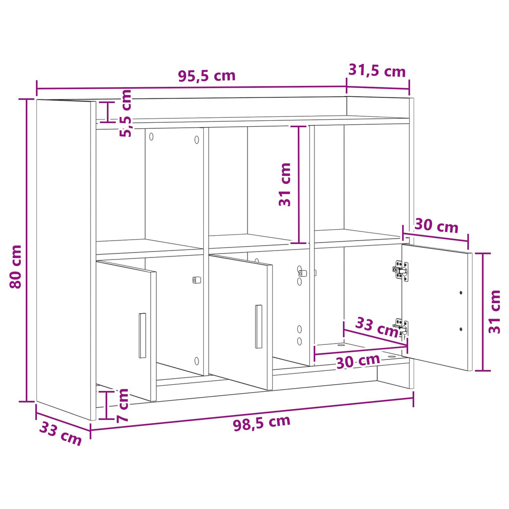 vidaXL Bufet dąb Sonoma 98,5 x 33 x 80 cm Drewno inżynieryjne