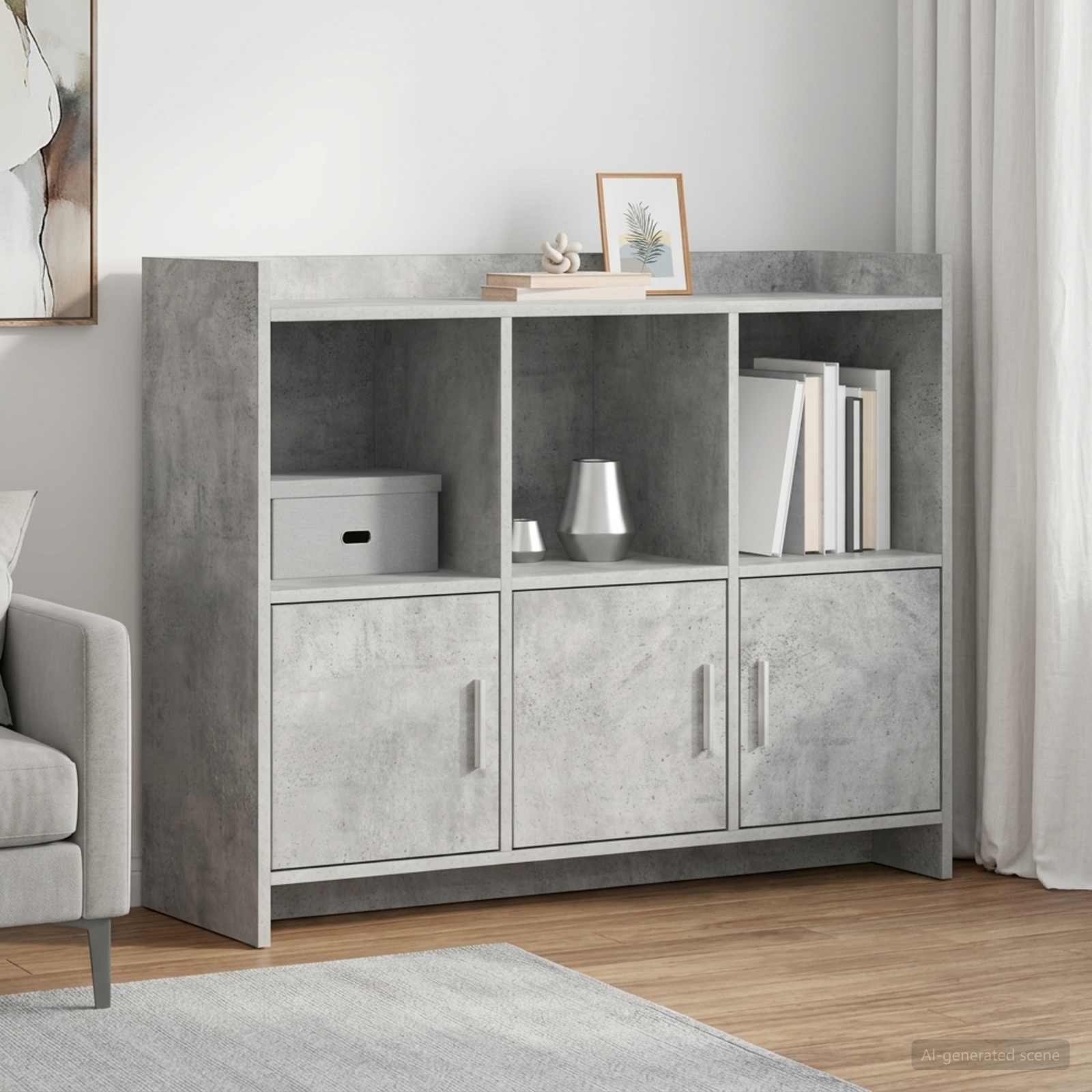 vidaXL Bufet Betonowy szary 98,5 x 33 x 80 cm Drewno inżynieryjne