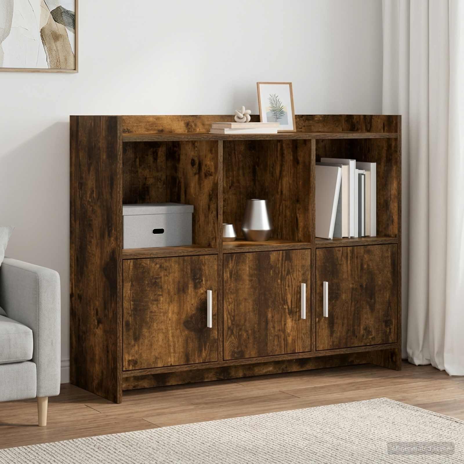 vidaXL Bufet Dąb wędzony 98,5 x 33 x 80 cm Drewno inżynieryjne