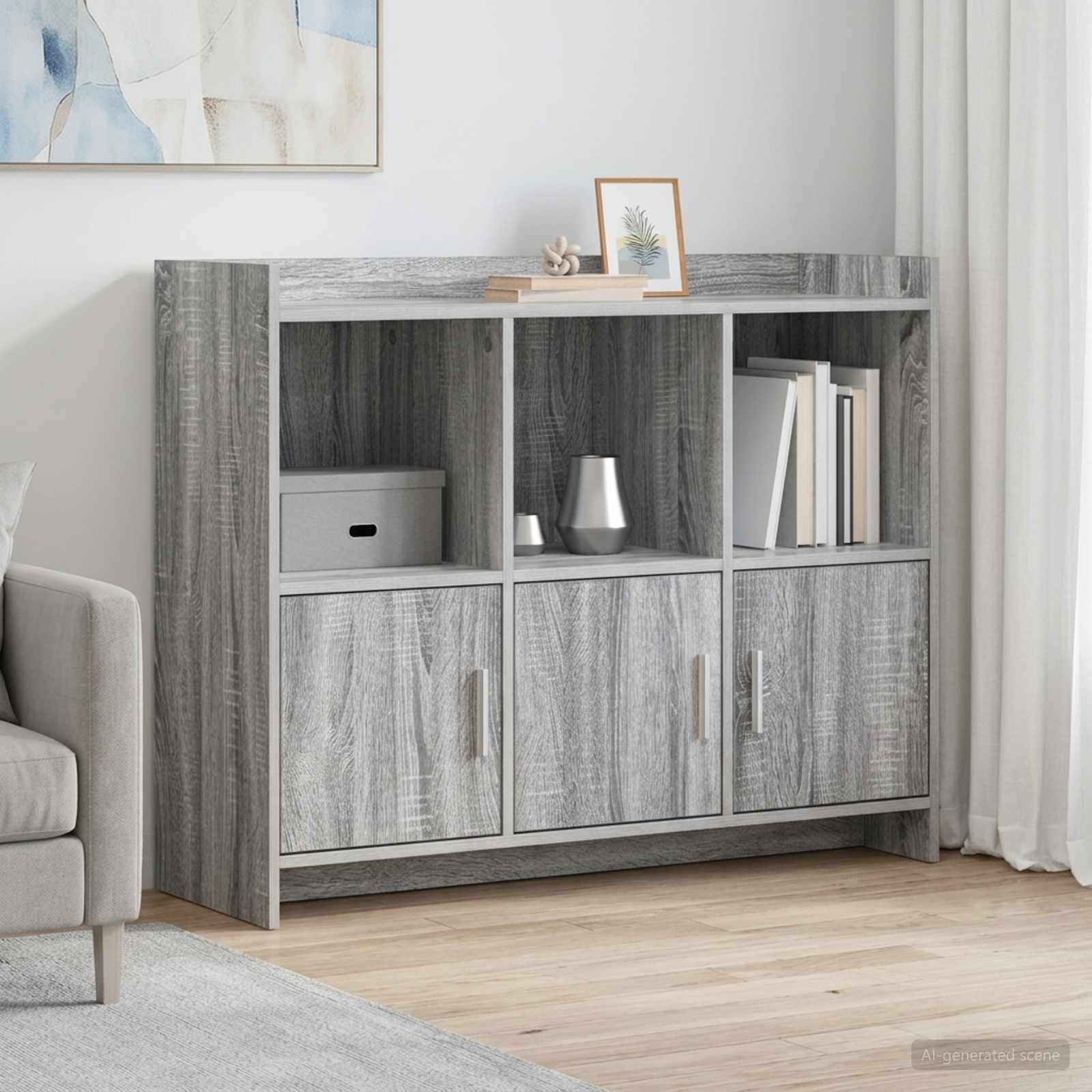 vidaXL Bufet Szary Sonoma 98,5 x 33 x 80 cm Drewno inżynieryjne