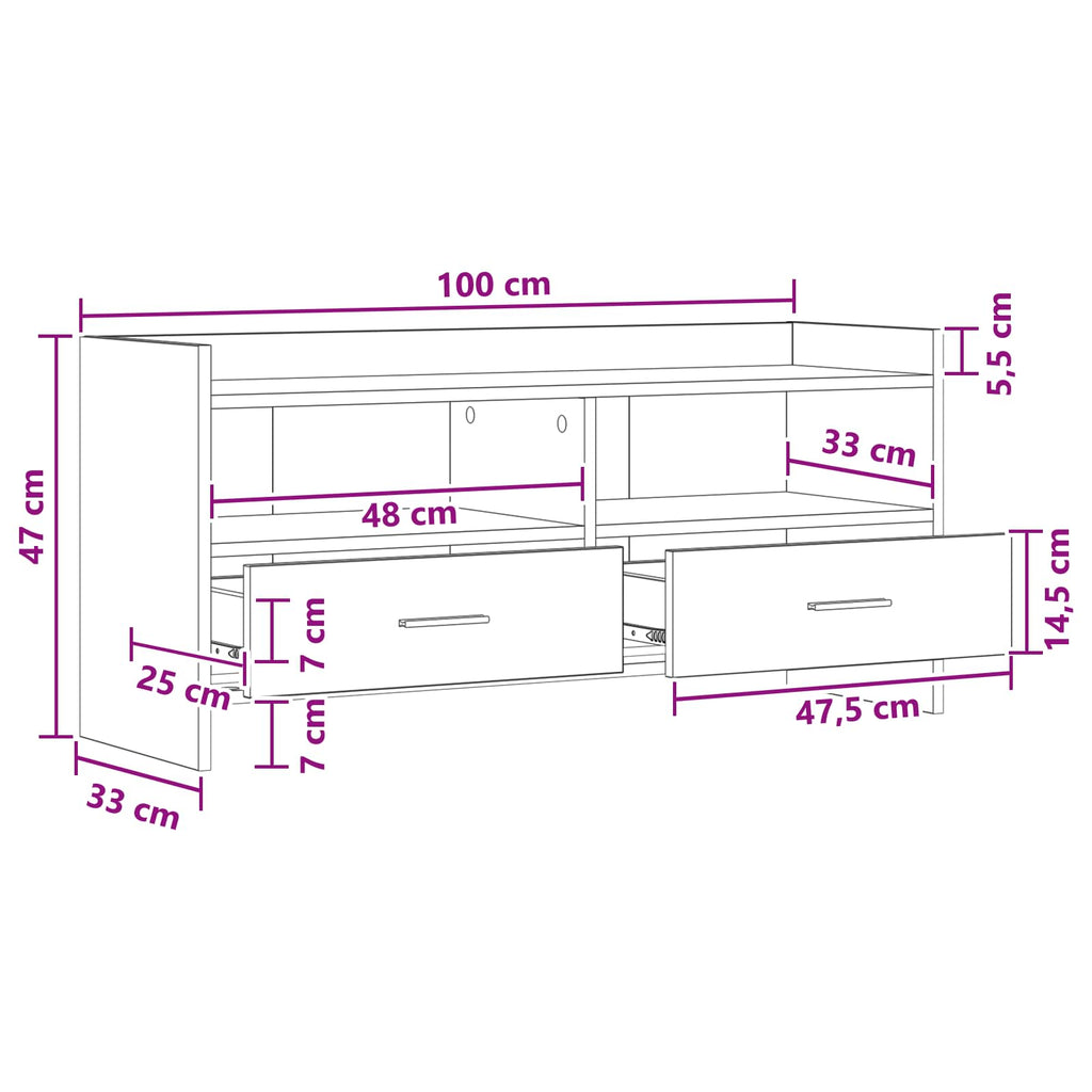 vidaXL Szafka pod telewizor 100 x 33 x 47 cm Czarny dąb