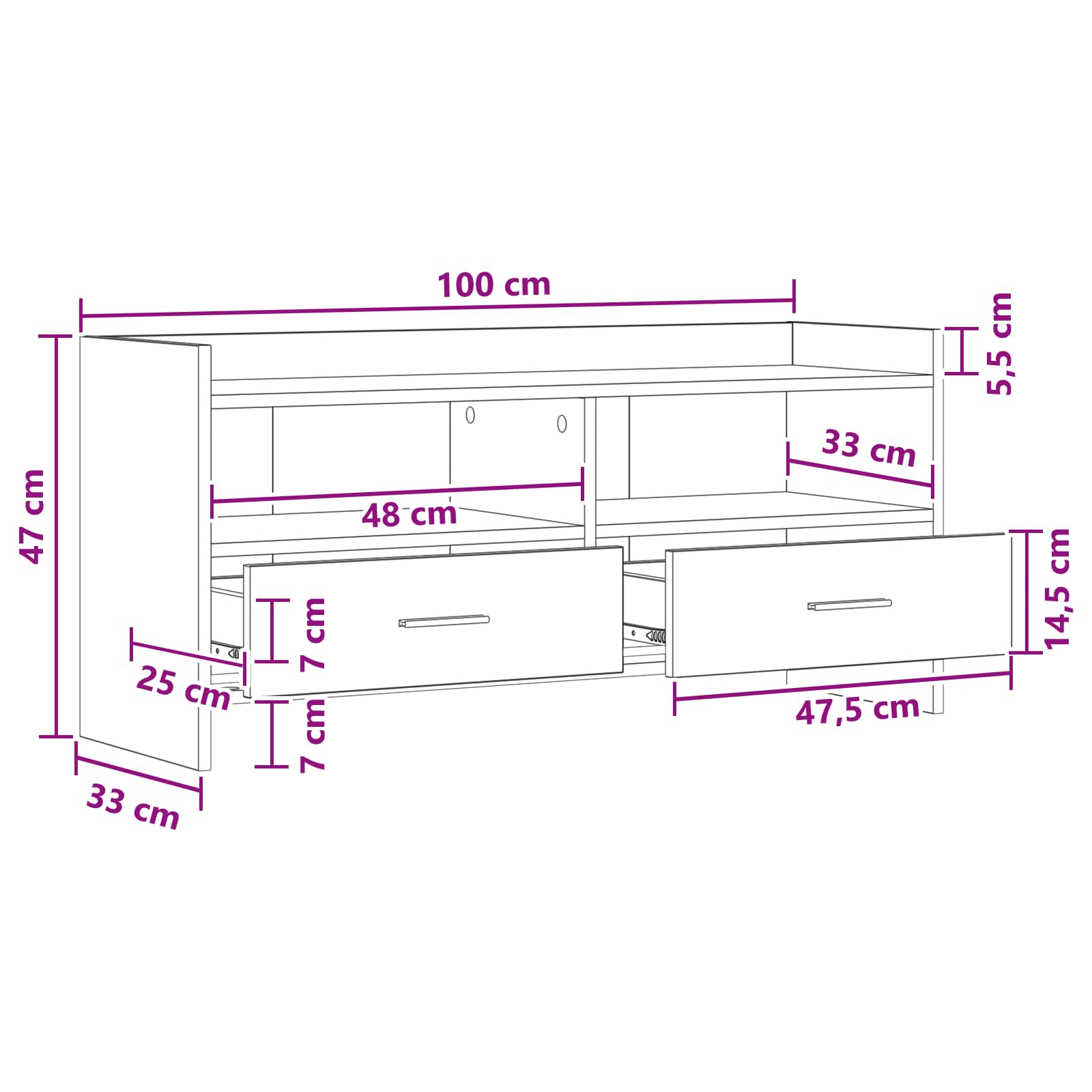 vidaXL Szafka pod telewizor 100 x 33 x 47 cm Stare drewno