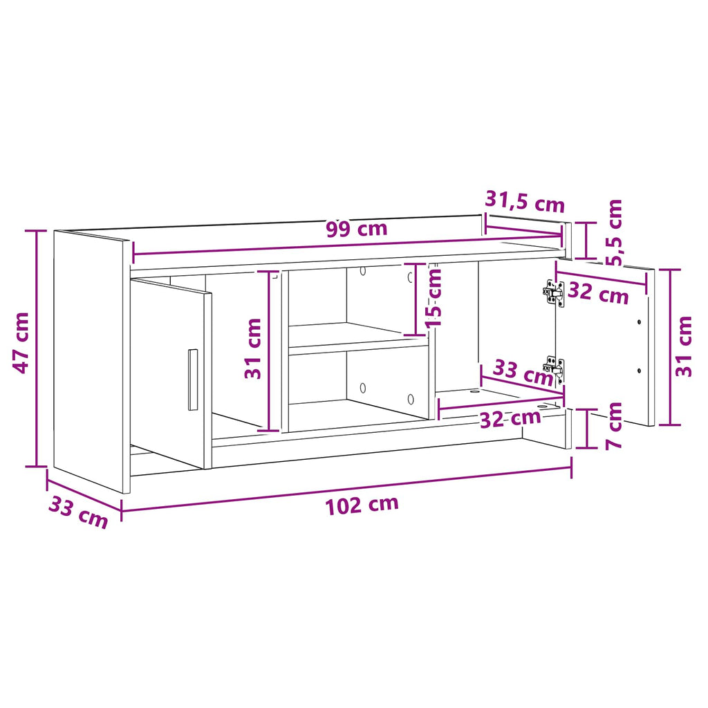 vidaXL Szafka pod telewizor 102 x 33 x 47 cm Stare drewno