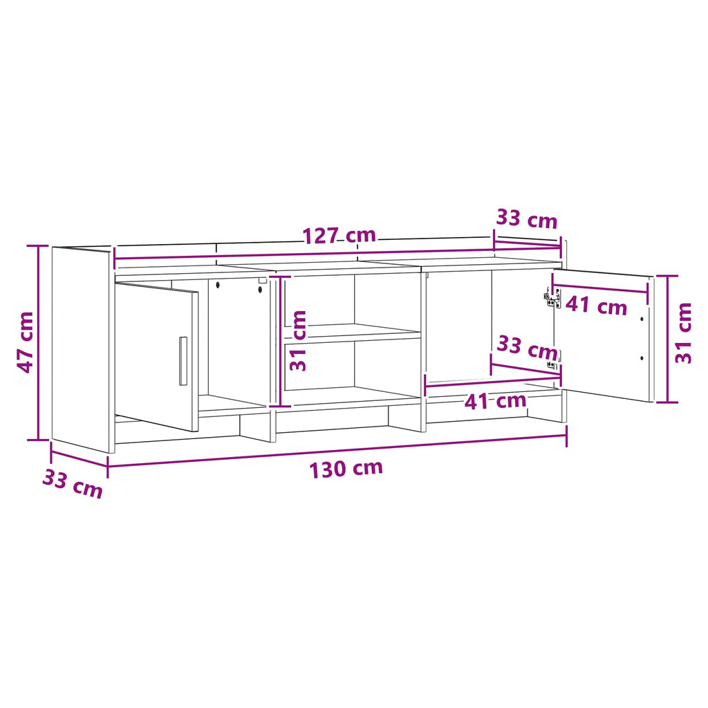 vidaXL Szafka pod telewizor 130 x 33 x 47 cm Szary Sonoma