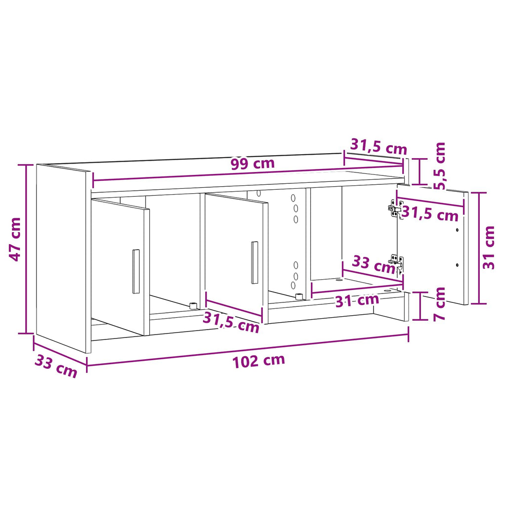 vidaXL Szafka pod telewizor 102 x 33 x 47 cm Dąb artisan