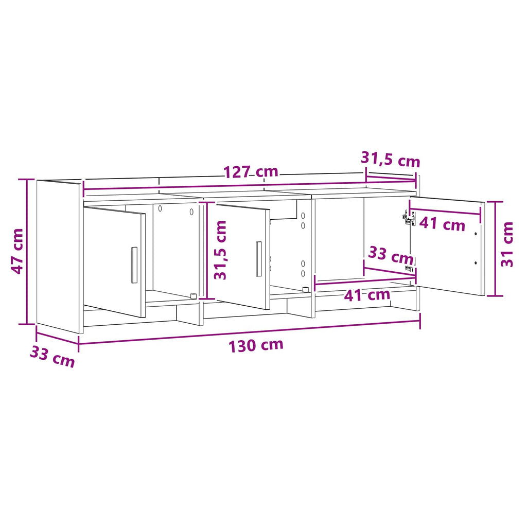 vidaXL Szafka pod telewizor 130 x 33 x 47 cm dąb Sonoma