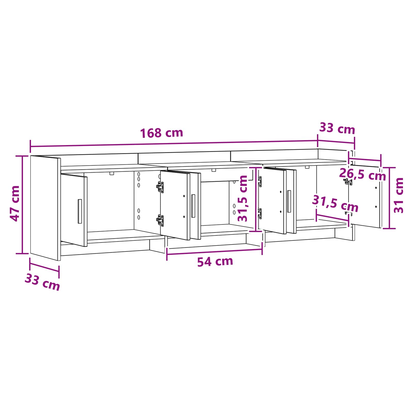 vidaXL Szafka pod telewizor 168 x 33 x 47 cm Dąb wędzony