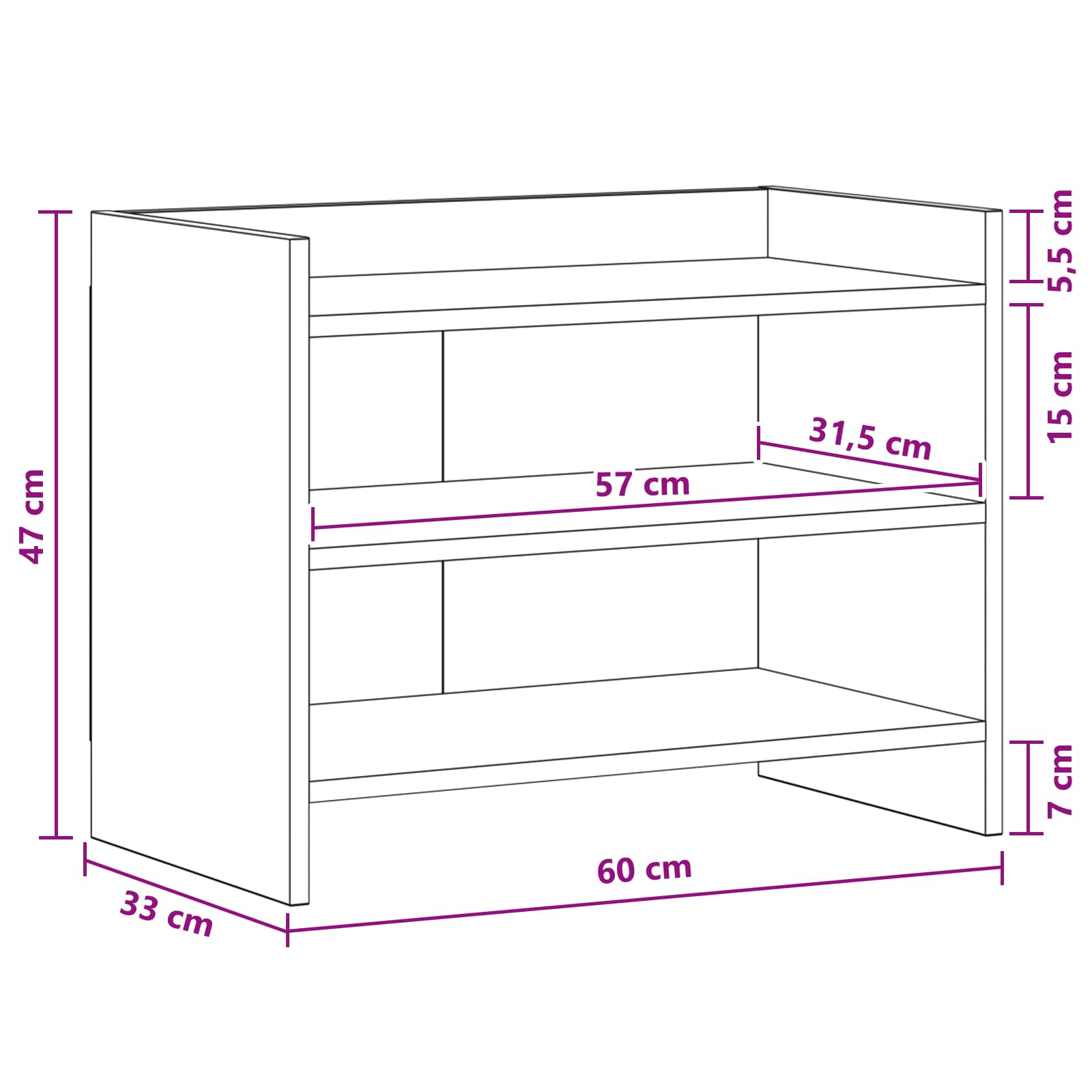 vidaXL Szafka pod telewizor 60 x 33 x 47 cm Dąb artisan