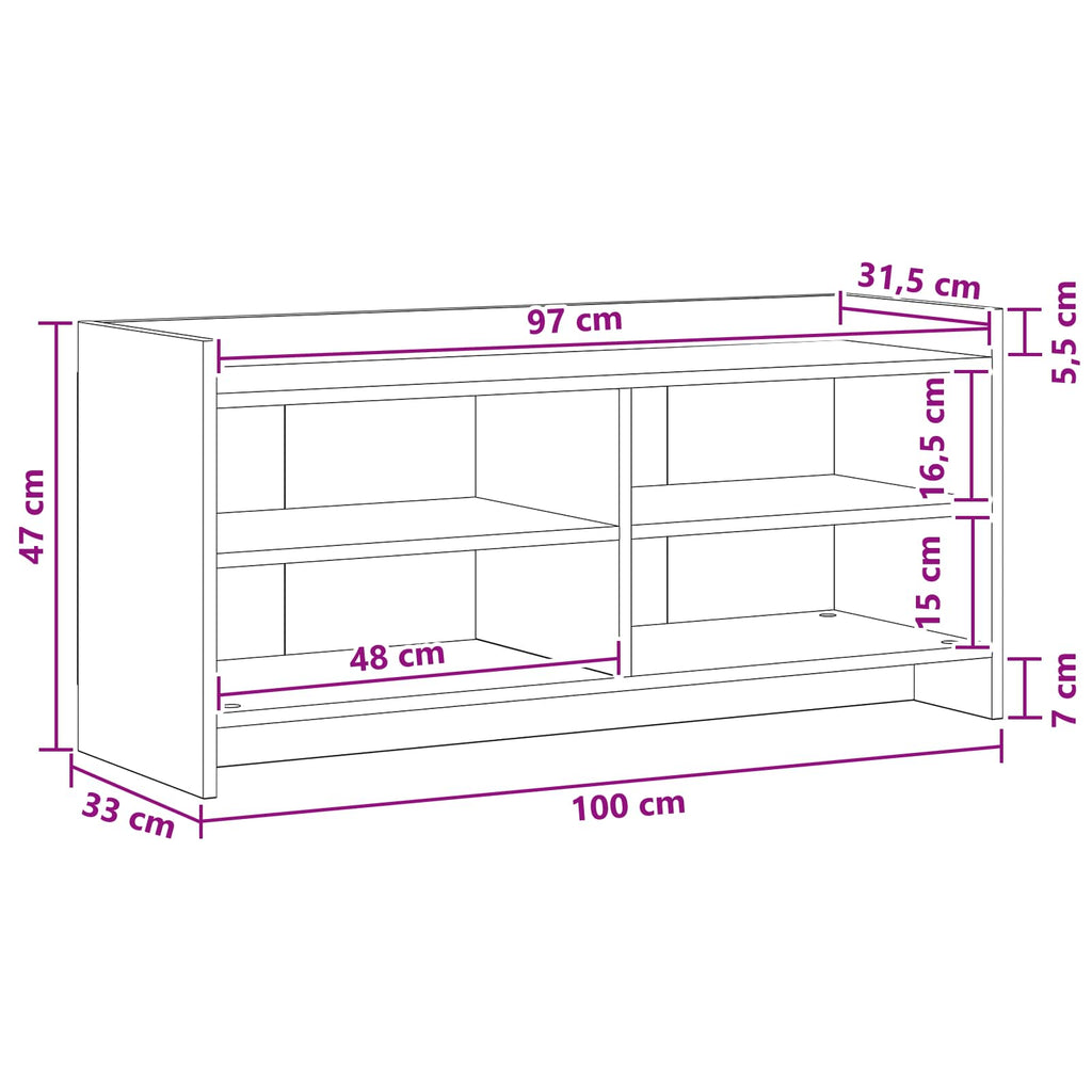 vidaXL Szafka pod telewizor 100 x 33 x 47 cm Stare drewno