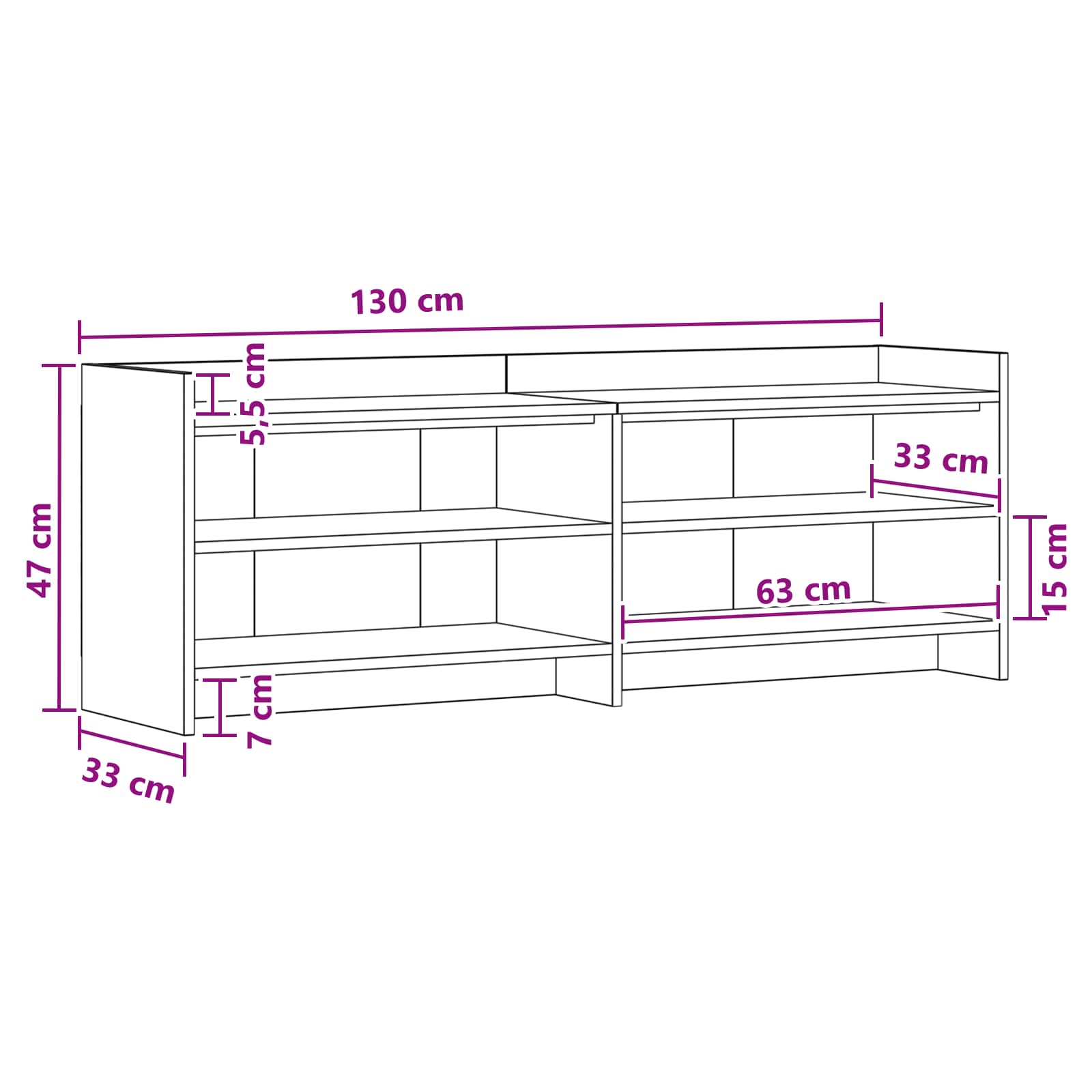 vidaXL Szafka pod telewizor 135 x 33 x 47 cm Szary Sonoma