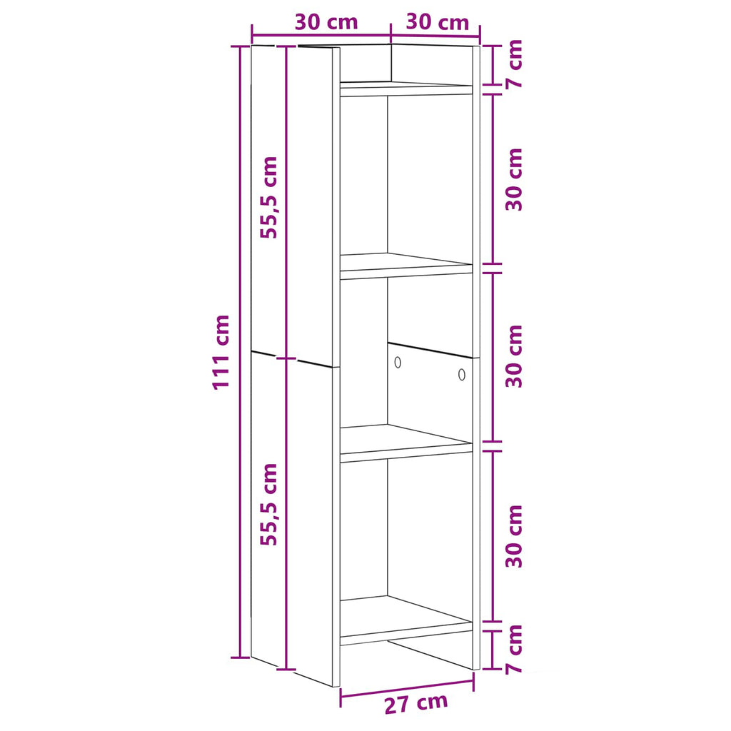 vidaXL Półka na książki Stare drewno 30 x 30 x 111 cm