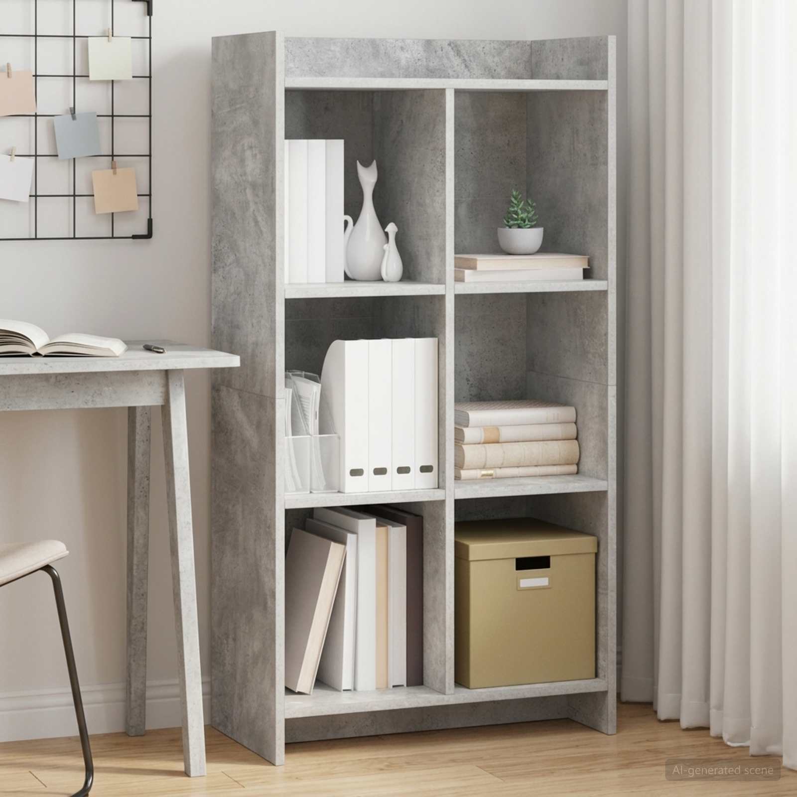 vidaXL Półka na książki Szary beton 59 x 30 x 111 cm