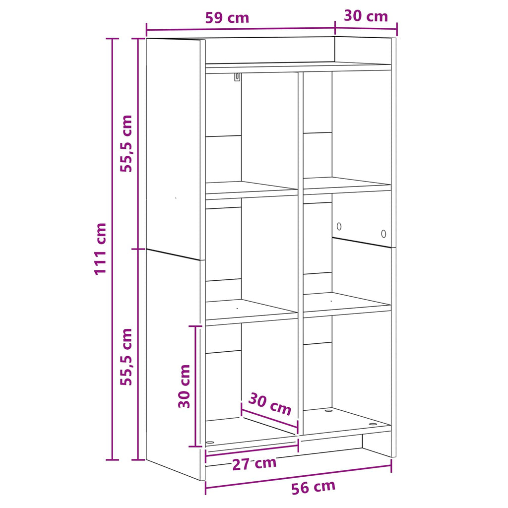 vidaXL Półka na książki Szary beton 59 x 30 x 111 cm