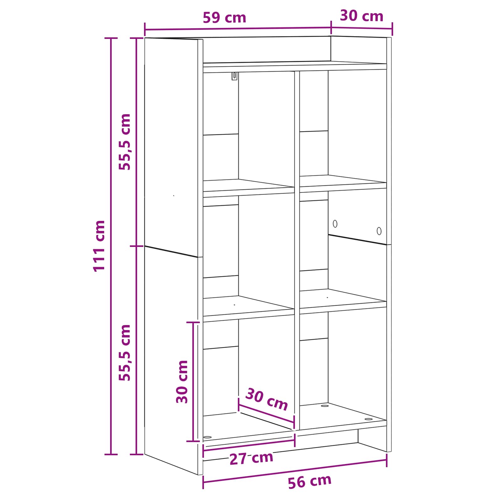 vidaXL Półka na książki Szary beton 59 x 30 x 111 cm