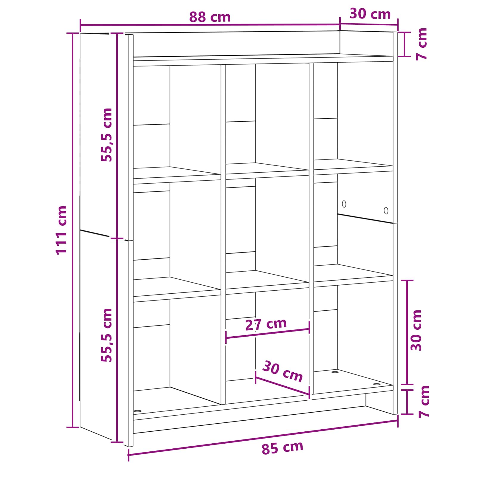 vidaXL Półka na książki Czarny dąb 87,5 x 30 x 111 cm