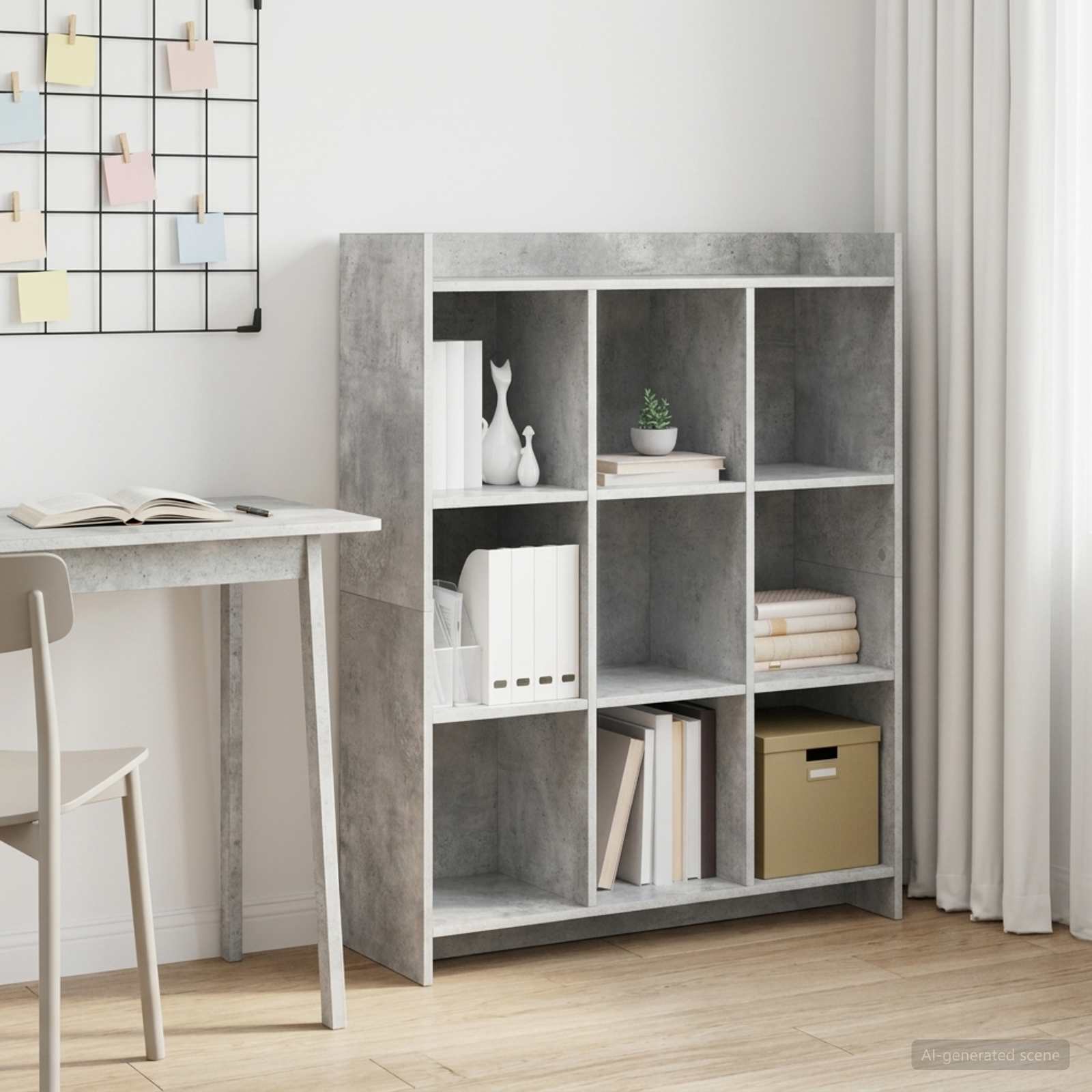 vidaXL Półka na książki Szary beton 87,5 x 30 x 111 cm