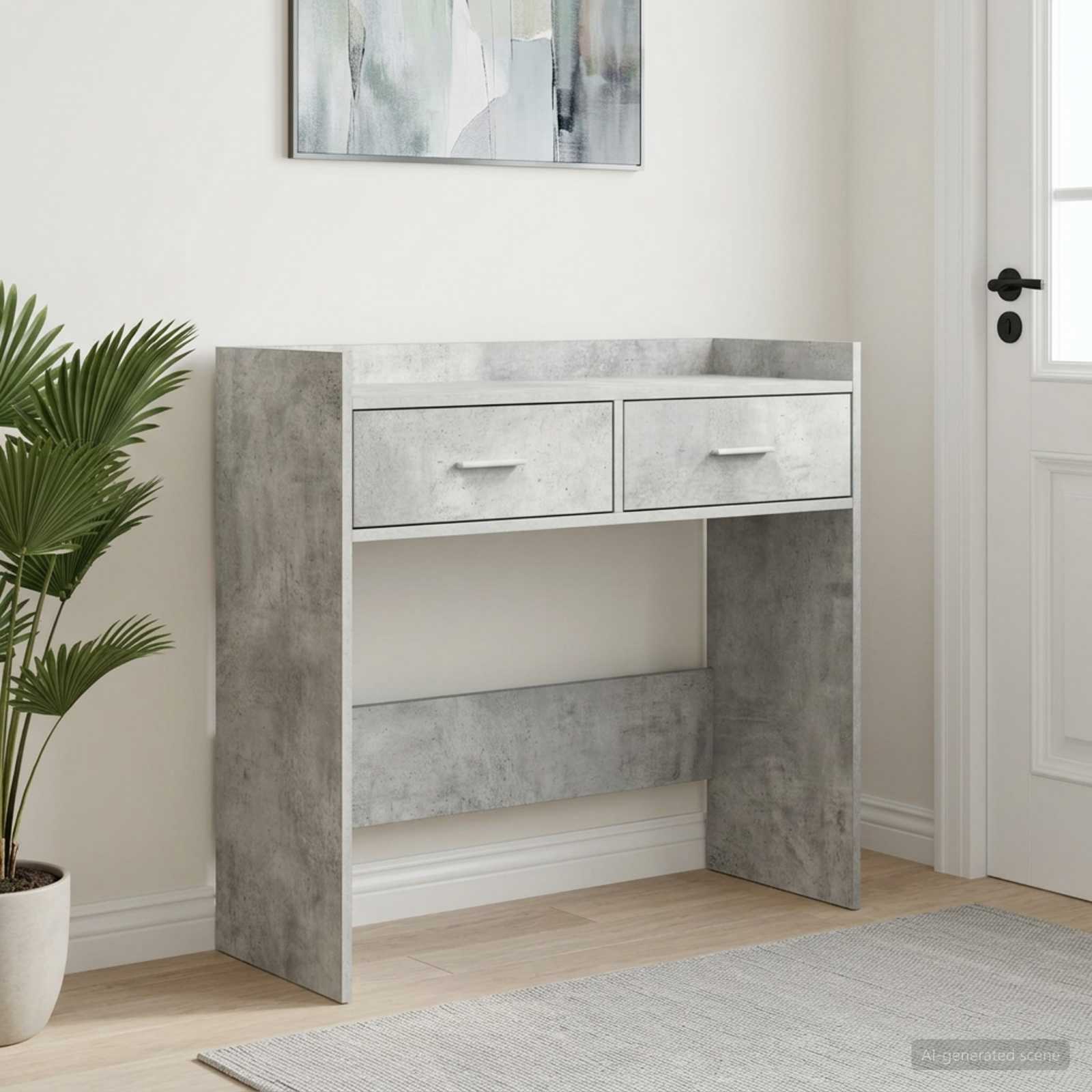 vidaXL Konsola Betonowy szary 90 x 35 x 80 cm Drewno inżynieryjne