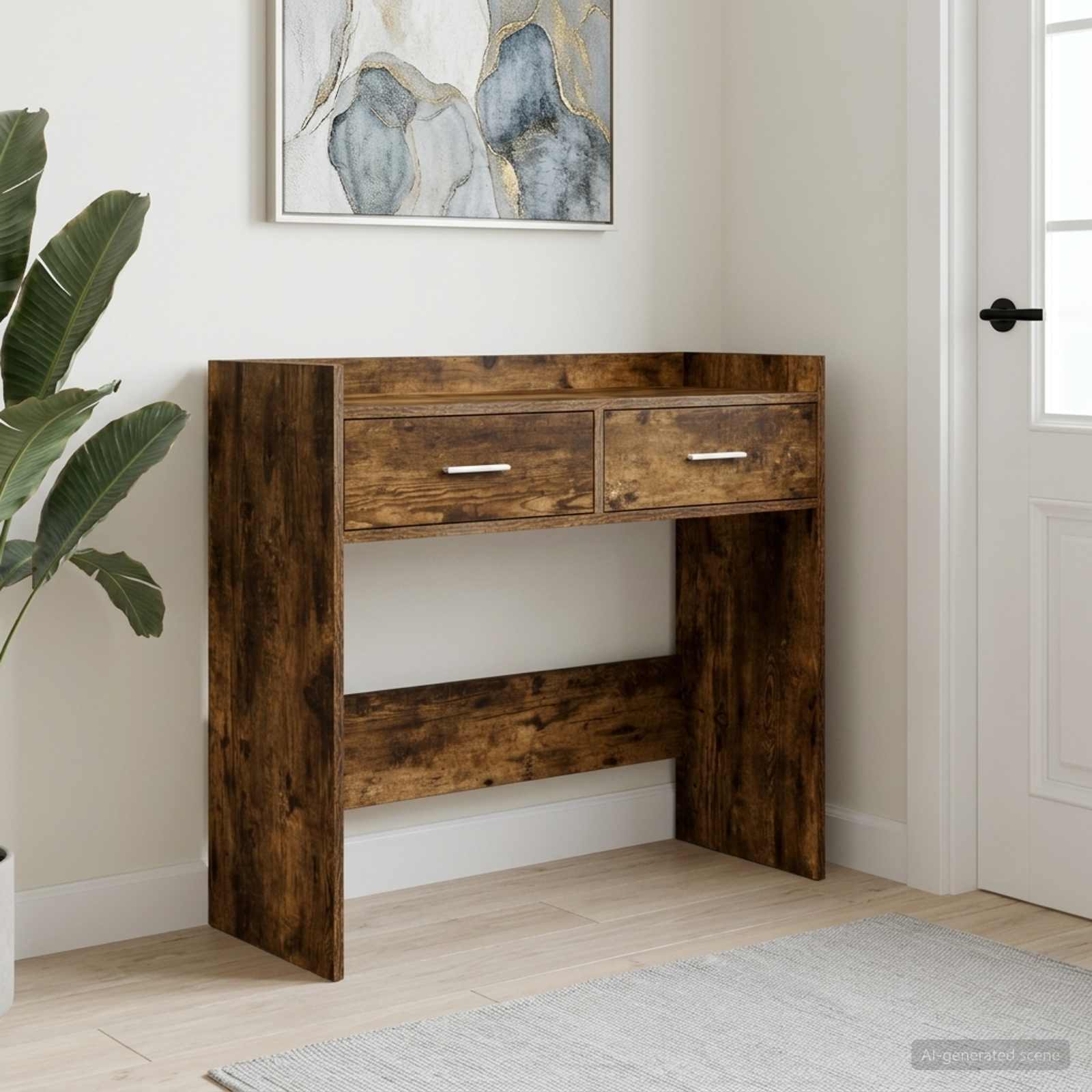 vidaXL Konsola Dąb wędzony 90 x 35 x 80 cm Drewno inżynieryjne