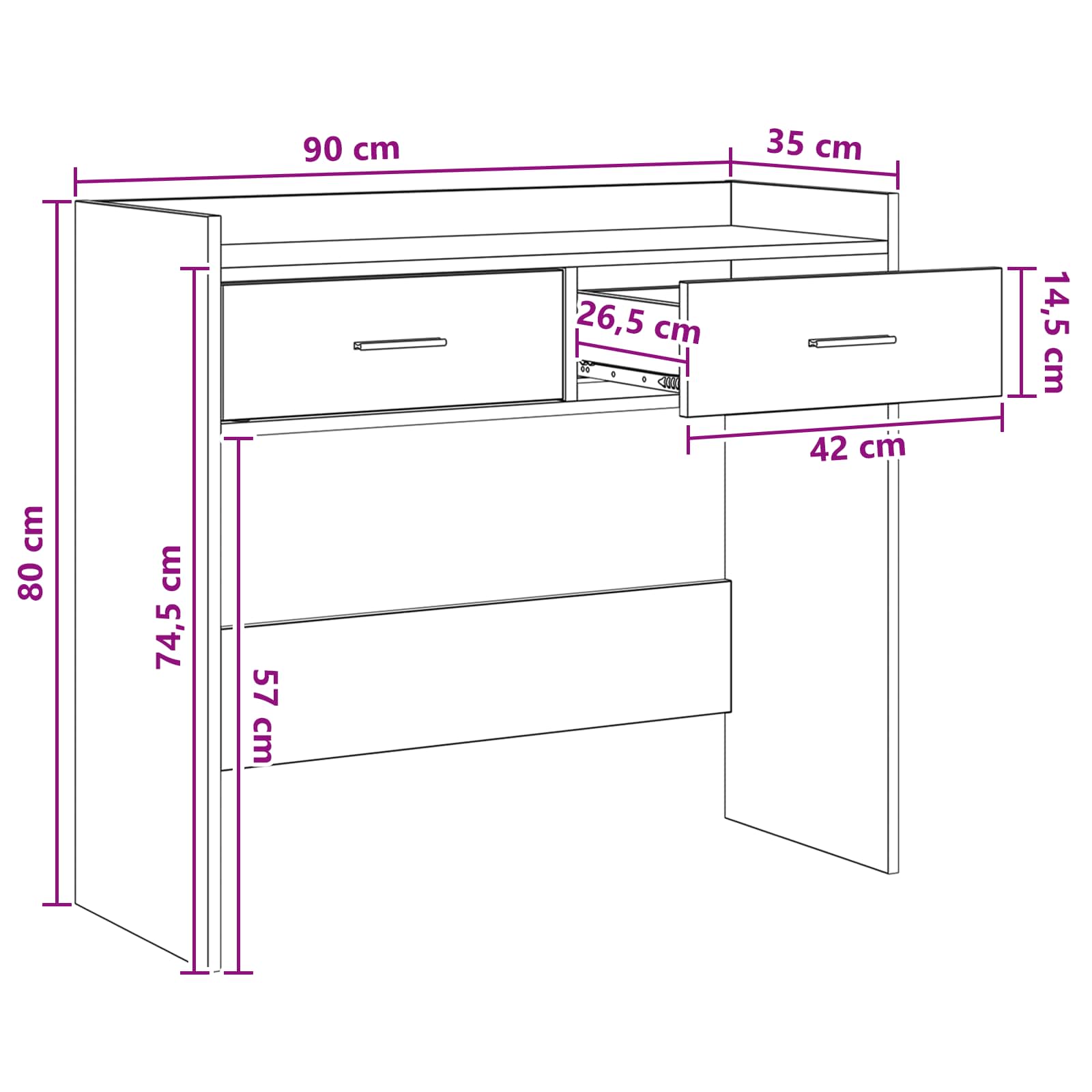 vidaXL Konsola Szary Sonoma 90 x 35 x 80 cm Drewno inżynieryjne