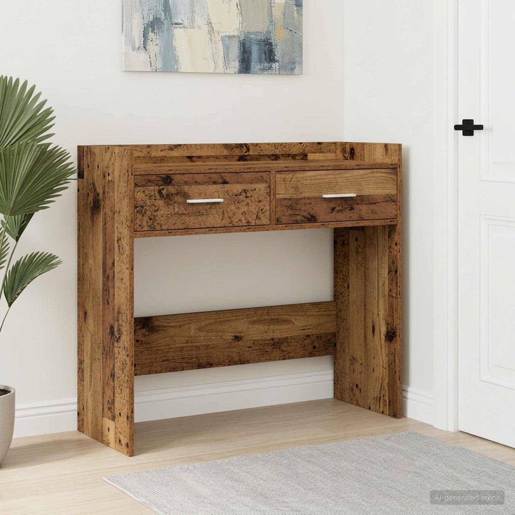 vidaXL Konsola Stare drewno 90 x 35 x 80 cm Drewno inżynieryjne