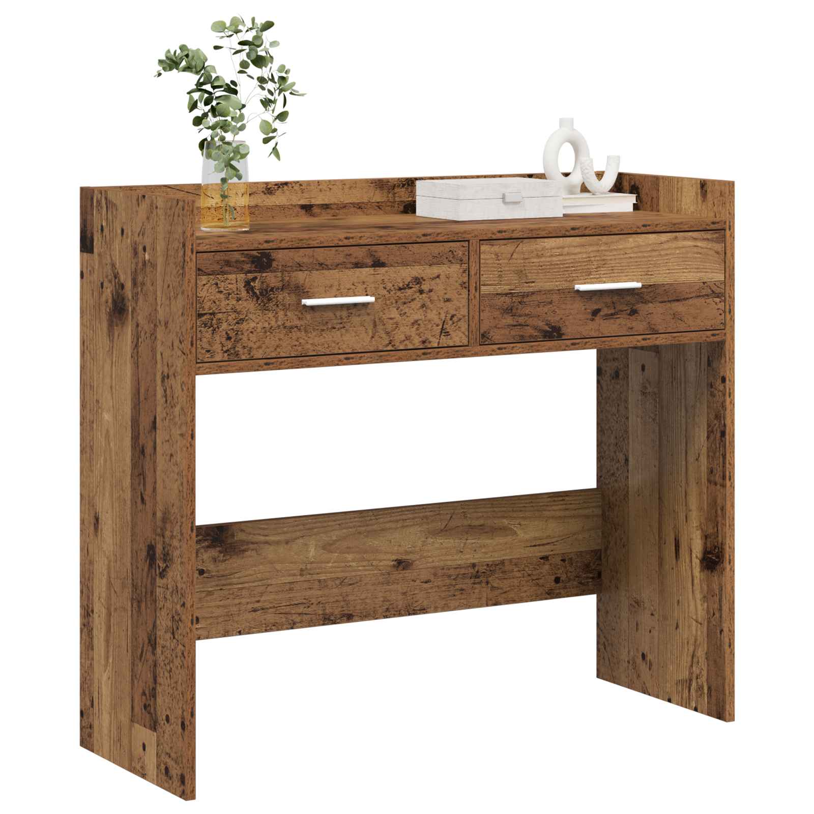 vidaXL Konsola Stare drewno 90 x 35 x 80 cm Drewno inżynieryjne