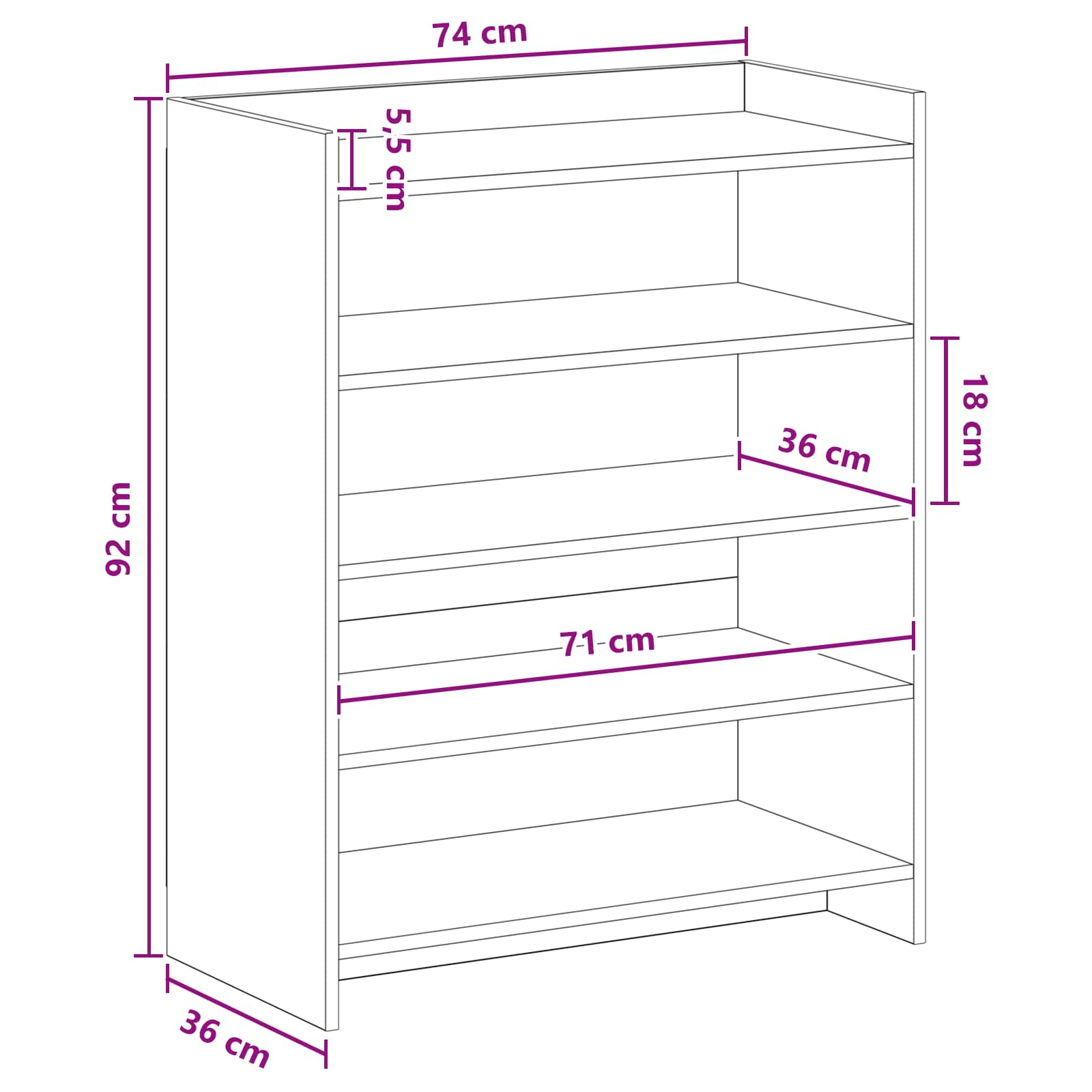 vidaXL Szafka na buty Betonowy szary 73,5 x 36 x 92 cm