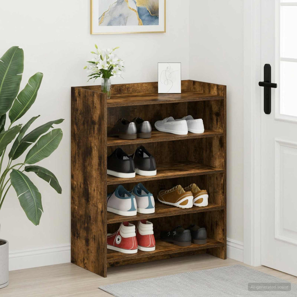 vidaXL Szafka na buty z przechowywaniem Dąb wędzony 73,5 x 36 x 92 cm