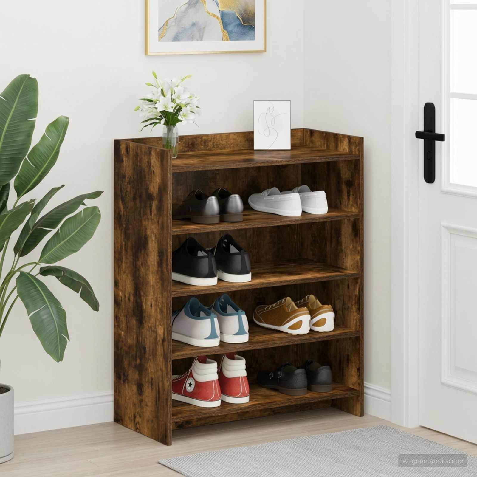 vidaXL Szafka na buty z przechowywaniem Dąb wędzony 73,5 x 36 x 92 cm