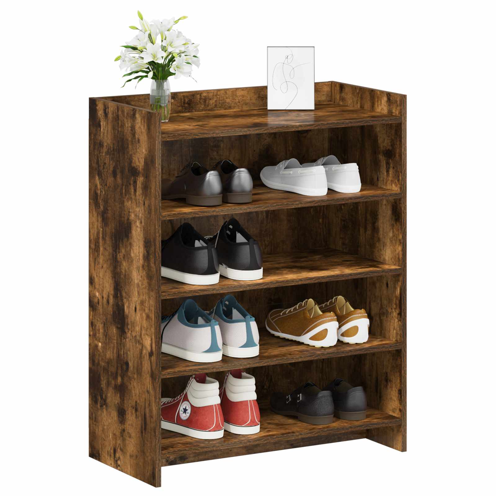 vidaXL Szafka na buty z przechowywaniem Dąb wędzony 73,5 x 36 x 92 cm