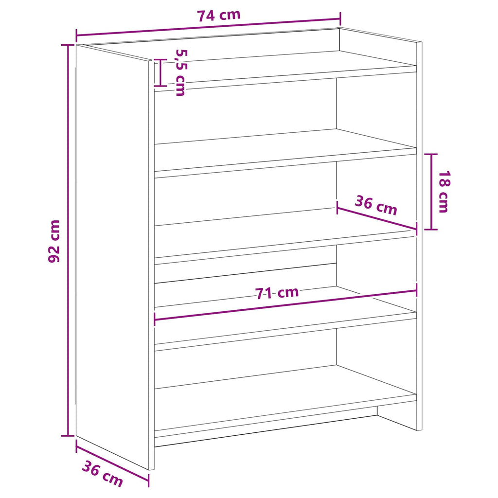 vidaXL Szafka na buty z przechowywaniem Dąb wędzony 73,5 x 36 x 92 cm