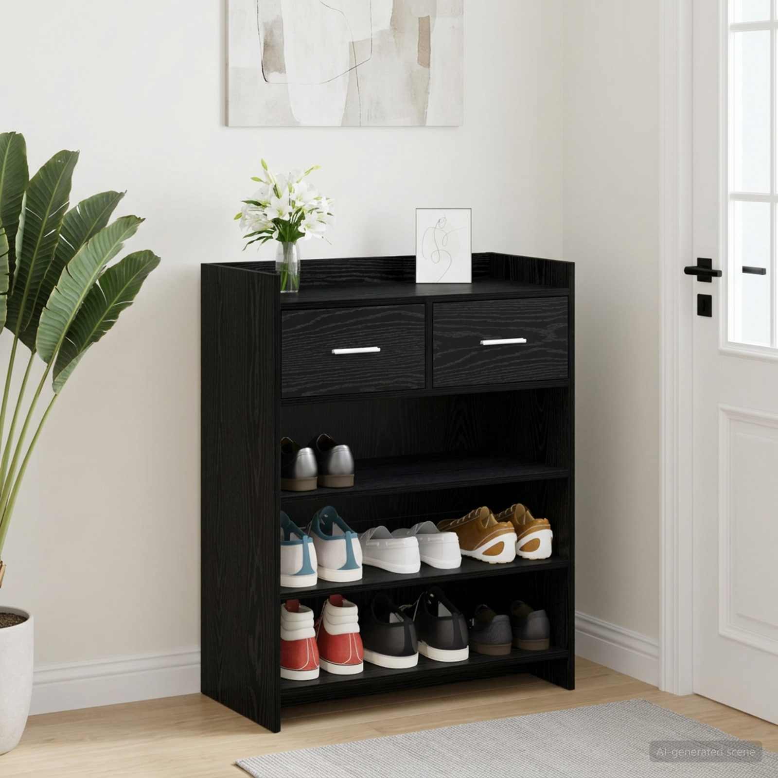 vidaXL Szafka na buty Czarny dąb 73,5 x 36 x 92 cm Drewno inżynieryjne