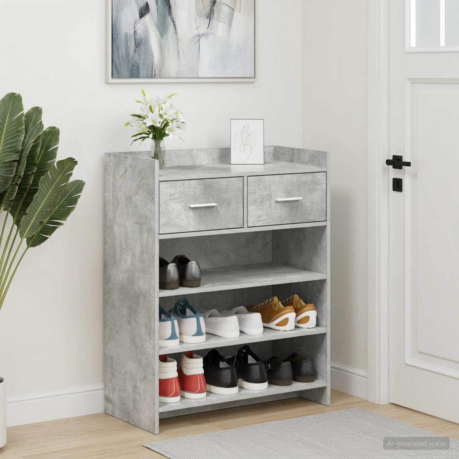 vidaXL Szafka na buty z szufladą Betonowy szary 73,5 x 36 x 92 cm