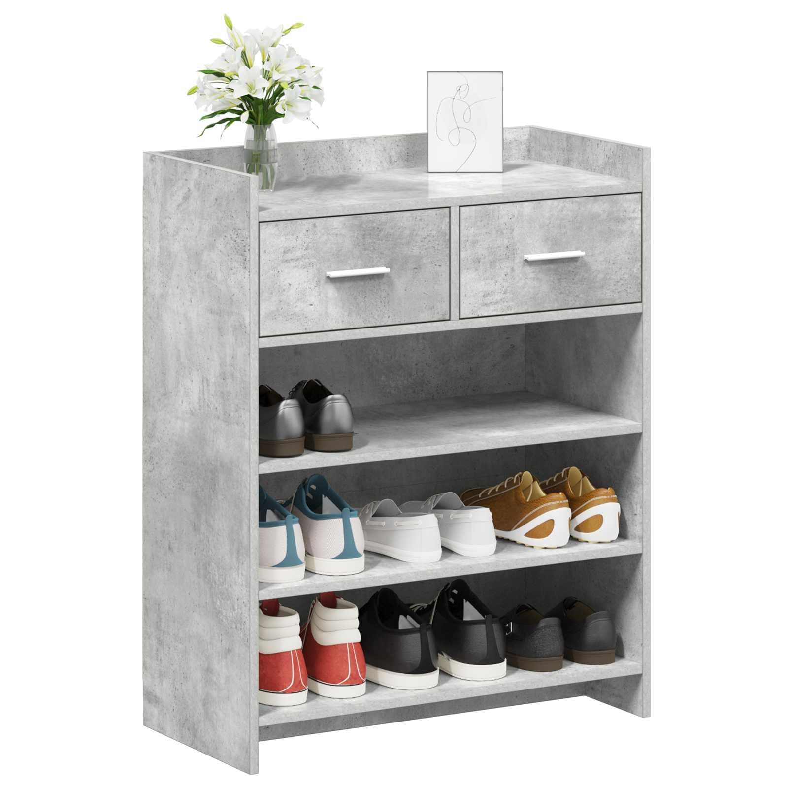 vidaXL Szafka na buty z szufladą Betonowy szary 73,5 x 36 x 92 cm