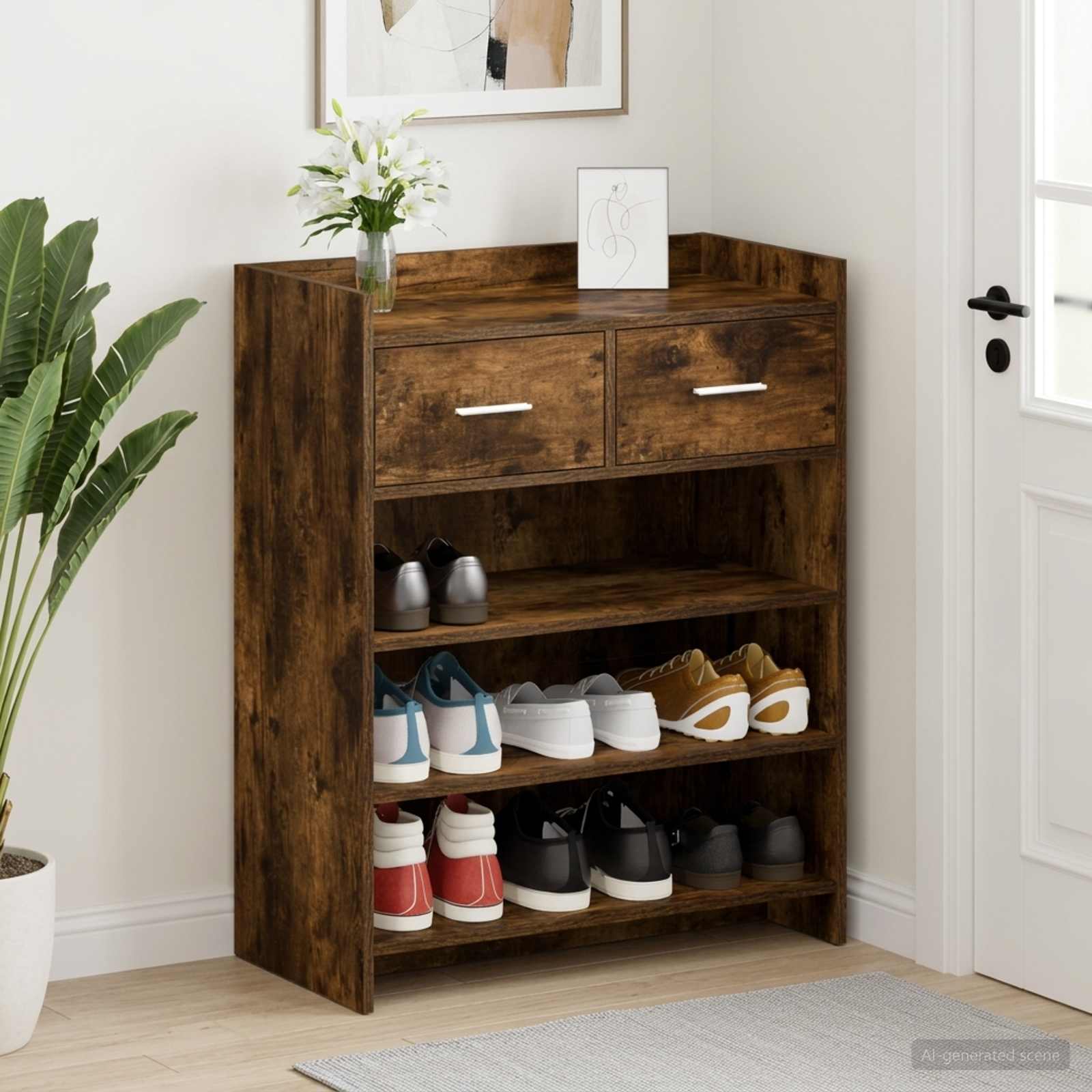 vidaXL Szafka na buty z szufladą Dąb wędzony 73,5 x 36 x 92 cm