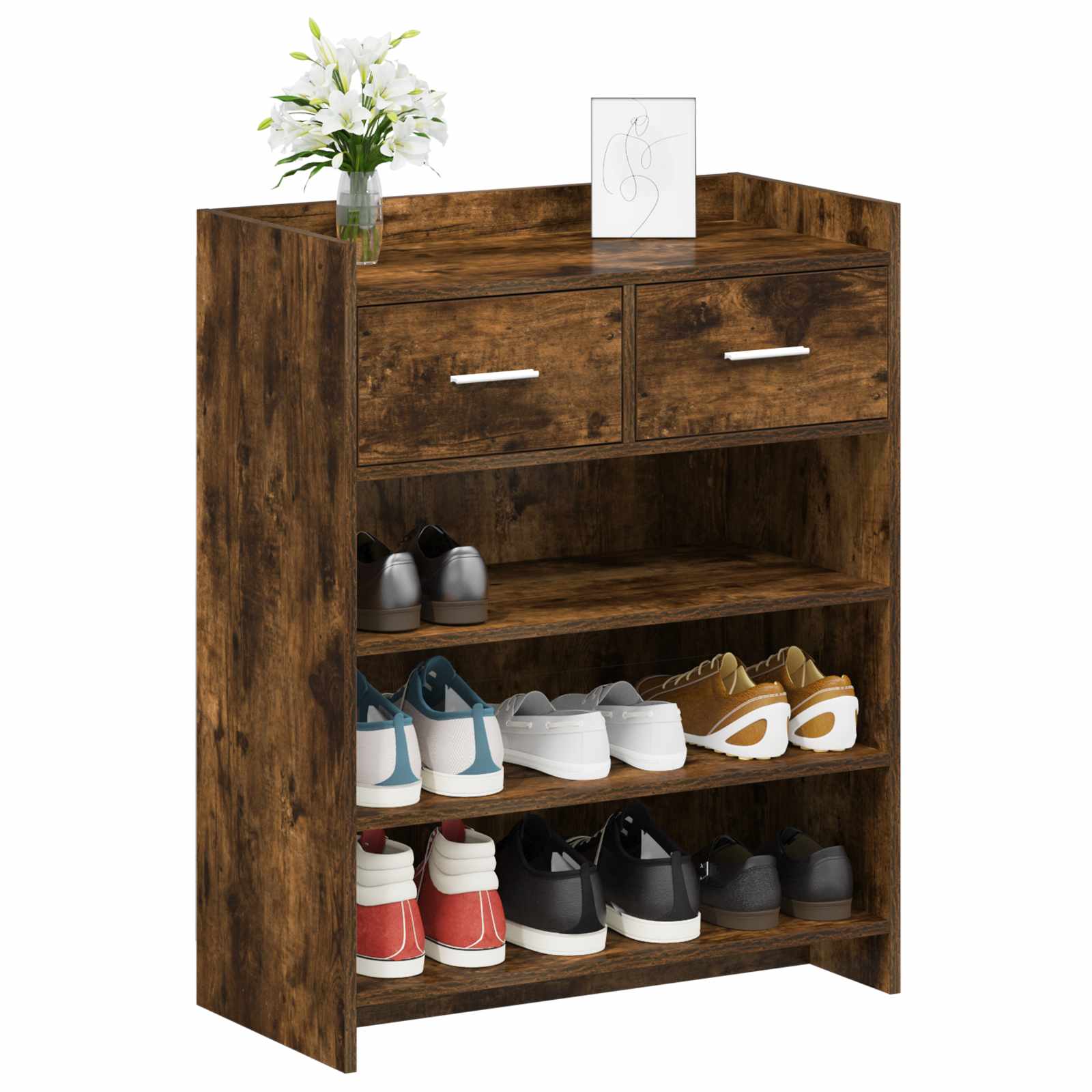 vidaXL Szafka na buty z szufladą Dąb wędzony 73,5 x 36 x 92 cm