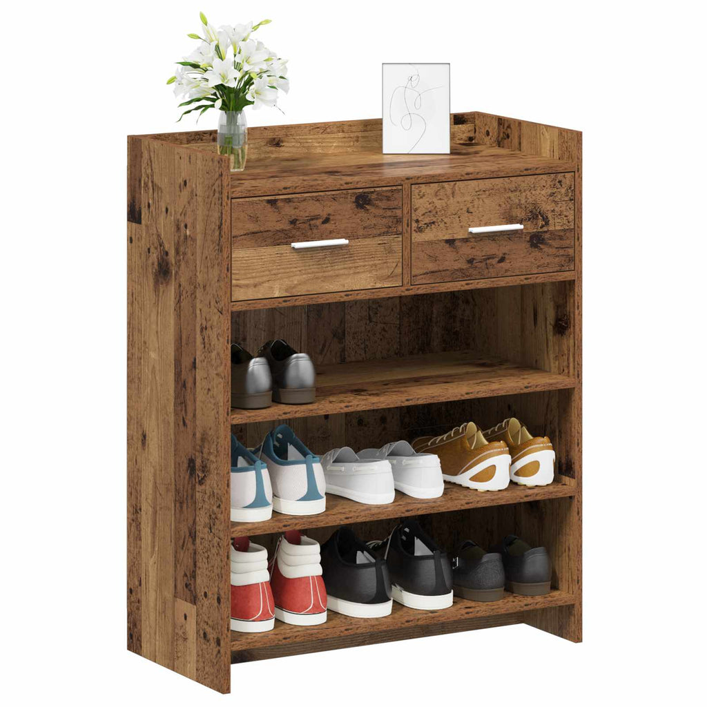 vidaXL Szafka na buty z szufladą Stare drewno 73,5 x 36 x 92 cm
